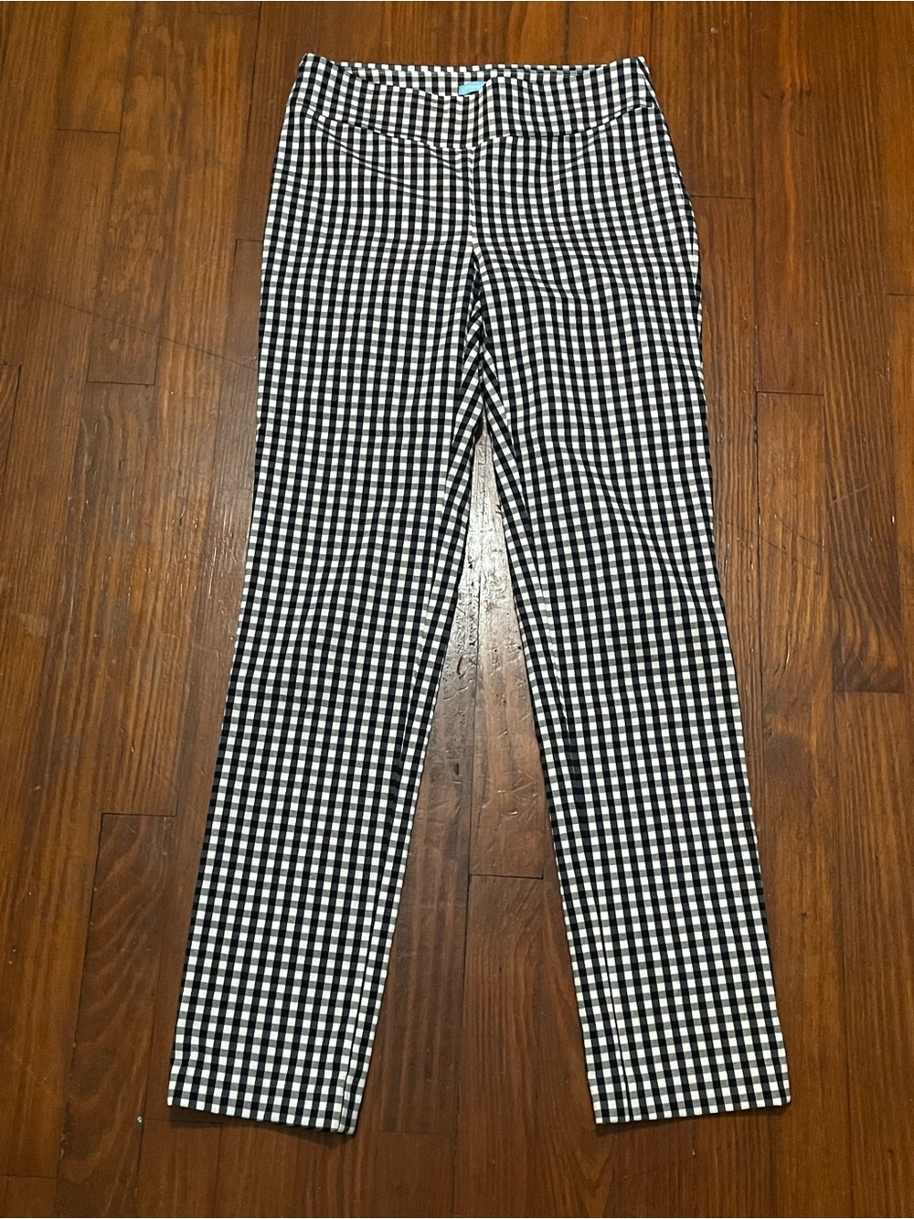 J. McLaughlin Women’s Navy and White Gingham Pull On Dress Pants Size 2